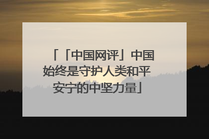 「中国网评」中国始终是守护人类和平安宁的中坚力量