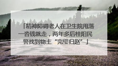 精神障碍老人在卫生院甩落一沓钱就走，两年多后桂阳民警找到物主“完璧归赵”