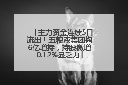 主力资金连续5日流出！五粮液集团掏6亿增持，持股微增0.12%显乏力