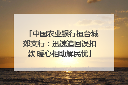 中国农业银行桓台城郊支行：迅速追回误扣款 暖心相助解民忧