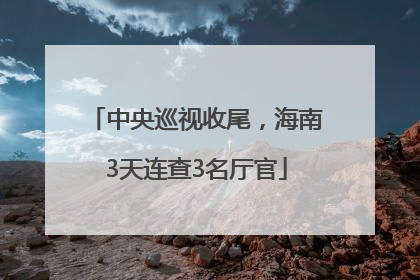 中央巡视收尾，海南3天连查3名厅官