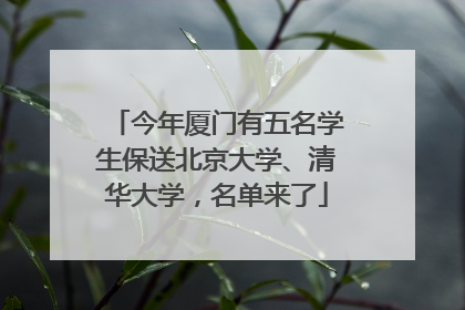 今年厦门有五名学生保送北京大学、清华大学，名单来了