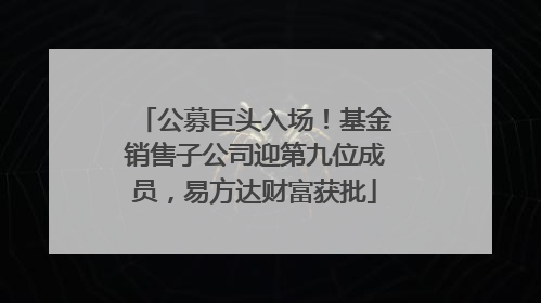 公募巨头入场！基金销售子公司迎第九位成员，易方达财富获批