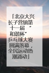 北京大兴长子营镇第十一届 “和谐杯” 乒乓球大赛圆满落幕，全民运动热潮涌动