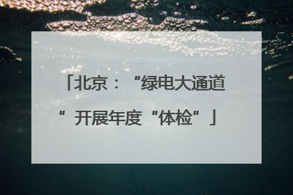 北京：“绿电大通道”开展年度“体检”
