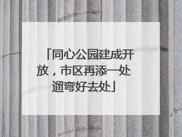 同心公园建成开放，市区再添一处遛弯好去处