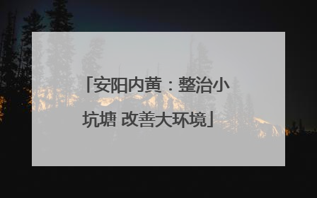 安阳内黄：整治小坑塘 改善大环境