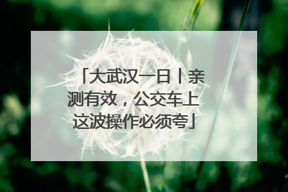 大武汉一日丨亲测有效，公交车上这波操作必须夸