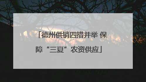 德州供销四措并举 保障“三夏”农资供应
