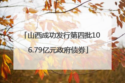 山西成功发行第四批106.79亿元政府债券