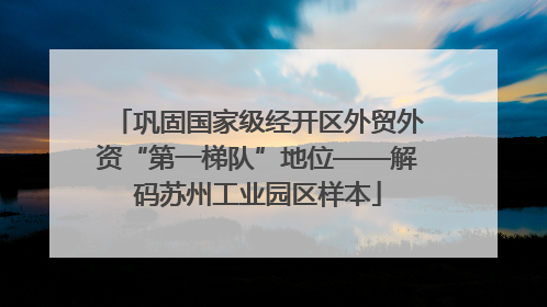 巩固国家级经开区外贸外资“第一梯队”地位——解码苏州工业园区样本