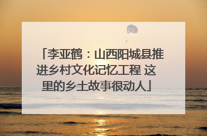 李亚鹤：山西阳城县推进乡村文化记忆工程 这里的乡土故事很动人