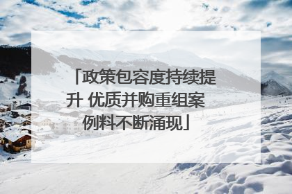 政策包容度持续提升 优质并购重组案例料不断涌现