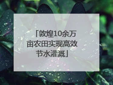 敦煌10余万亩农田实现高效节水灌溉