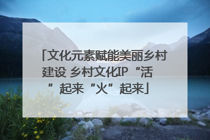 文化元素赋能美丽乡村建设 乡村文化IP“活”起来“火”起来