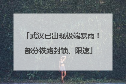 武汉已出现极端暴雨！部分铁路封锁、限速