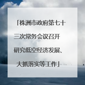 株洲市政府第七十三次常务会议召开 研究低空经济发展、大抓落实等工作