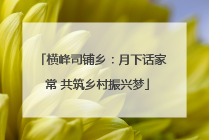 横峰司铺乡：月下话家常 共筑乡村振兴梦