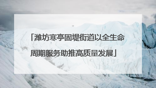 潍坊寒亭固堤街道以全生命周期服务助推高质量发展