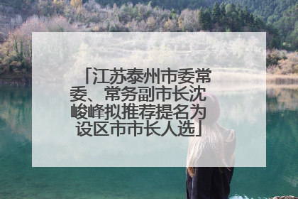 江苏泰州市委常委、常务副市长沈峻峰拟推荐提名为设区市市长人选