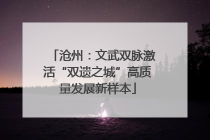 沧州：文武双脉激活“双遗之城”高质量发展新样本