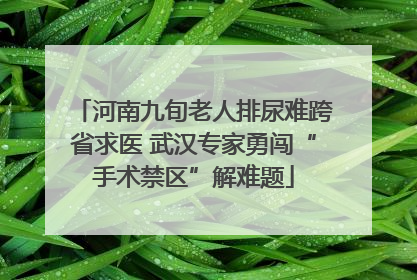 河南九旬老人排尿难跨省求医 武汉专家勇闯“手术禁区”解难题