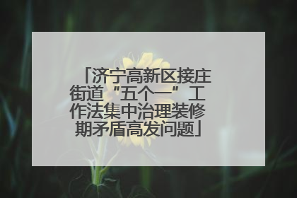 济宁高新区接庄街道“五个一”工作法集中治理装修期矛盾高发问题