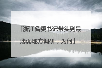 浙江省委书记带头到最薄弱地方调研，为何