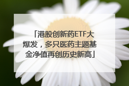港股创新药ETF大爆发，多只医药主题基金净值再创历史新高