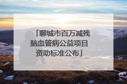 聊城市百万减残脑血管病公益项目资助标准公布