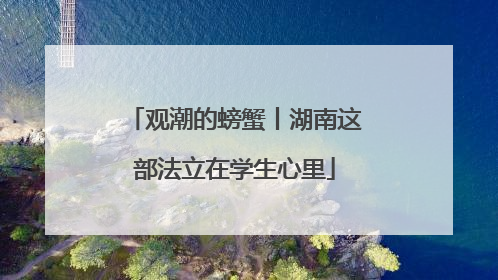 观潮的螃蟹丨湖南这部法立在学生心里