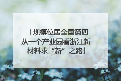 规模位居全国第四 从一个产业园看浙江新材料求“新”之路