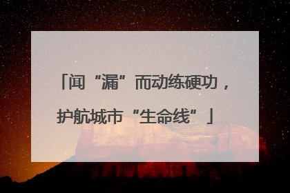 闻“漏”而动练硬功，护航城市“生命线”