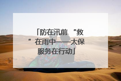 防在汛前 “救”在雨中——太保服务在行动
