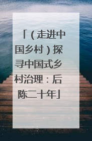 （走进中国乡村）探寻中国式乡村治理：后陈二十年