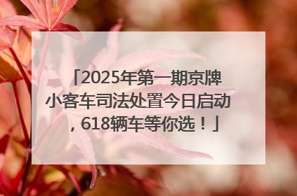 2025年第一期京牌小客车司法处置今日启动，618辆车等你选！